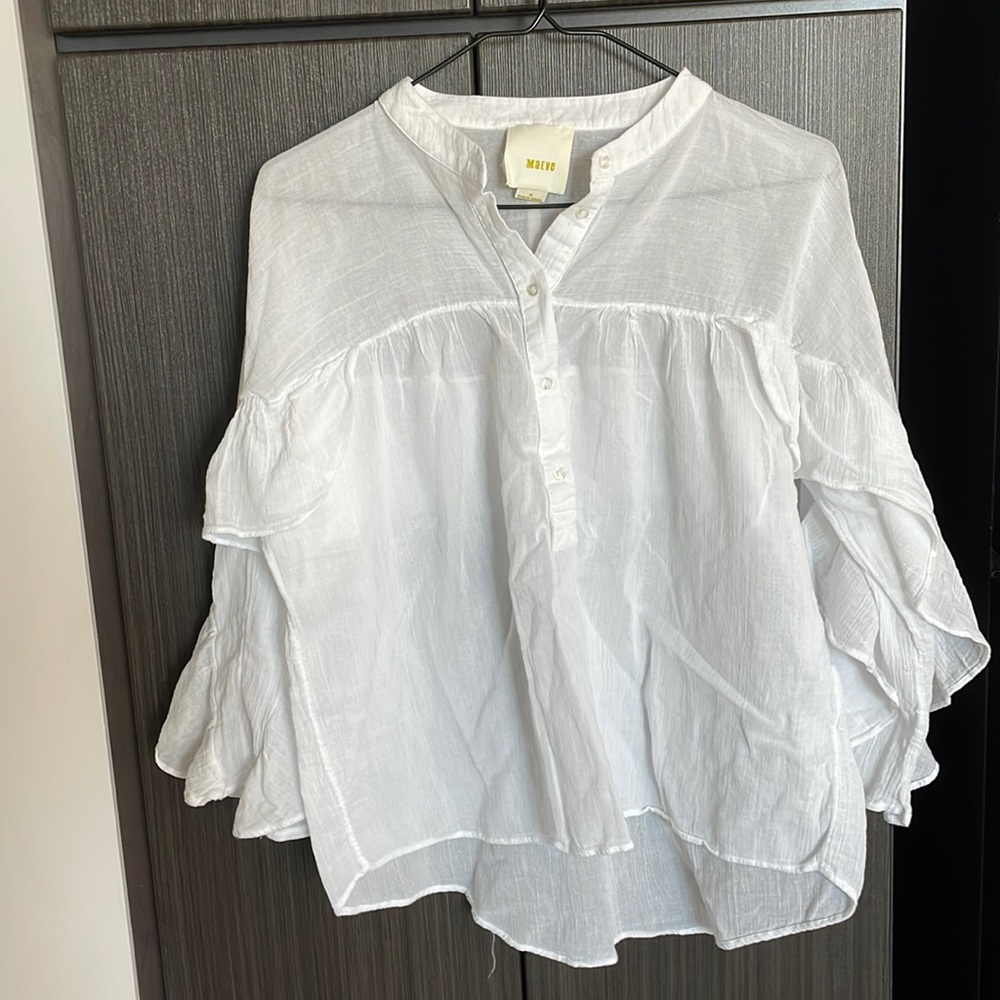 Anthropologie Maeve white blouse size M